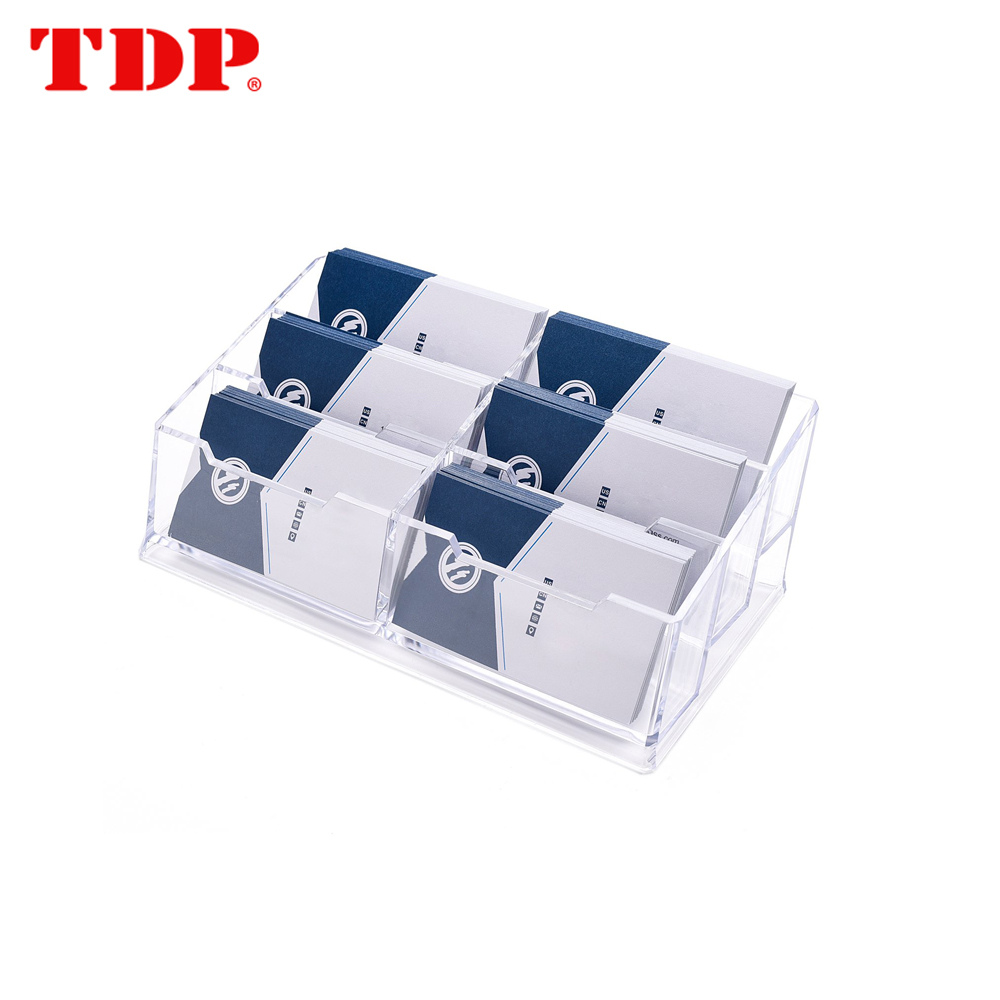 Acrylic Business Card Holder Clear Business Card Stand for Desk or Counter 6 Pocket,300 Capacity