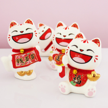 BONWILL Laughing Lucky Cats Gold Decorations - Perfect Fathers Day Gift