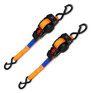 Retractable Ratchet Tie Down Straps with J Hooks