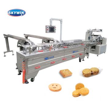 Skywin Chocolate Jam Cookie Making Biscuit Sandwich Machine with Flow Pack