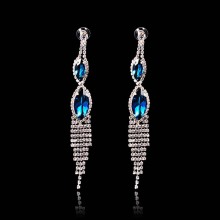 Water Droplets Crystal Long Dangles Earrings Wedding