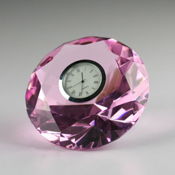 crystal glass table clock