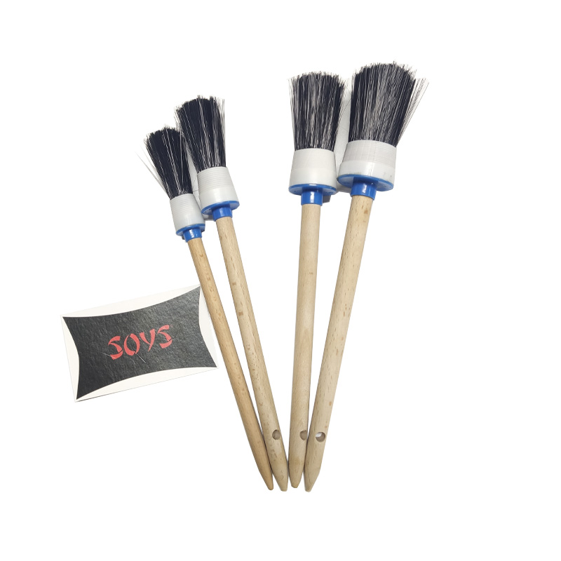 Durable using natural bristle auto detailing brush set