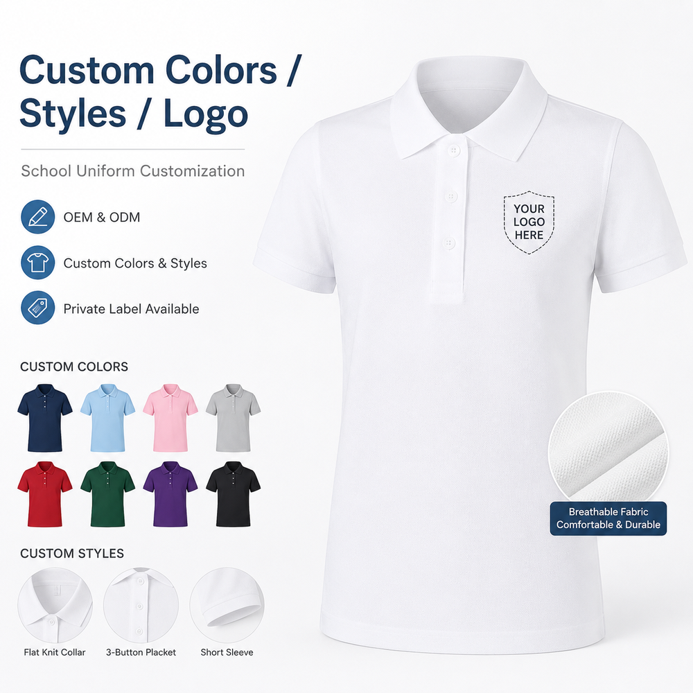 Детская рубашка поло с короткими рукавами, школьная форма Kids Short Sleeve Polo Shirt School Uniform