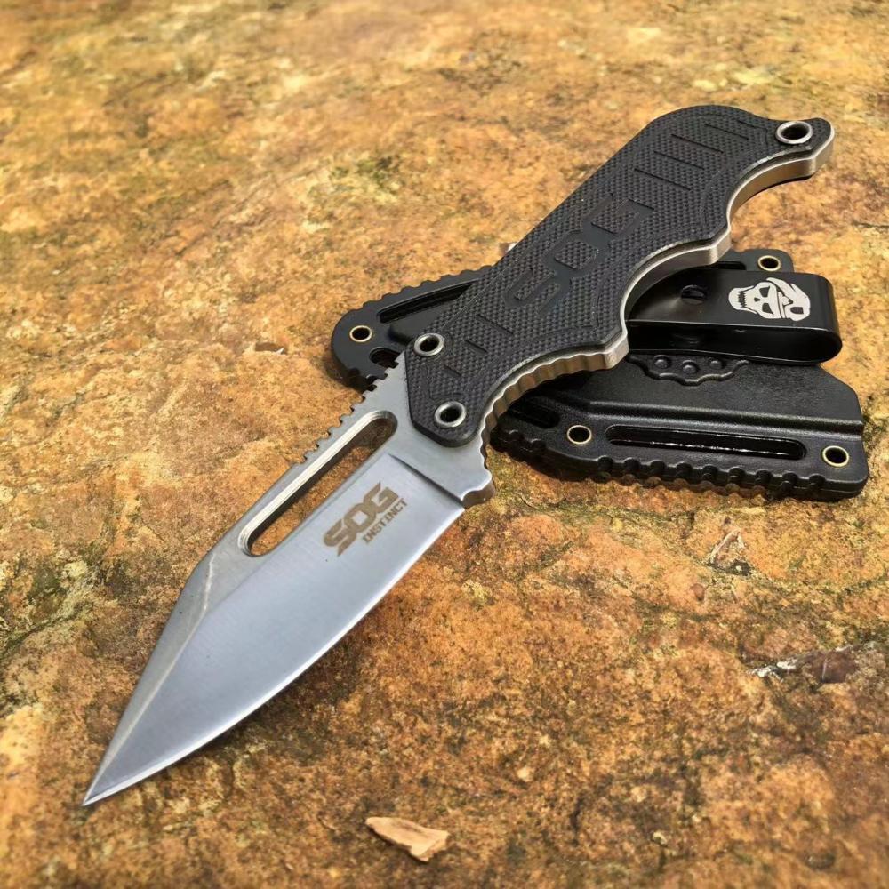 High Ity Compact Camping Fixed Blade Knives Sog Pocket Knife Tactical With Hard Sheath And Adjustable Clip