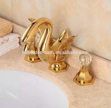 Golden swan neck faucets bathroom basin faucet