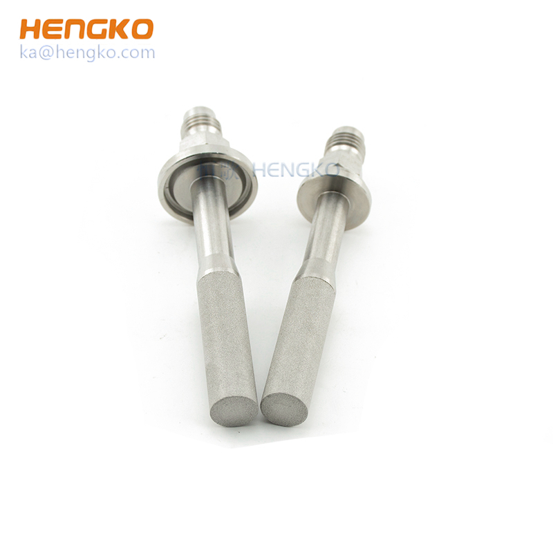 Food grade sintered SS 316L stainless steel 0.5 2 micron 1/2" NPT thread barb air ozone aeration stone