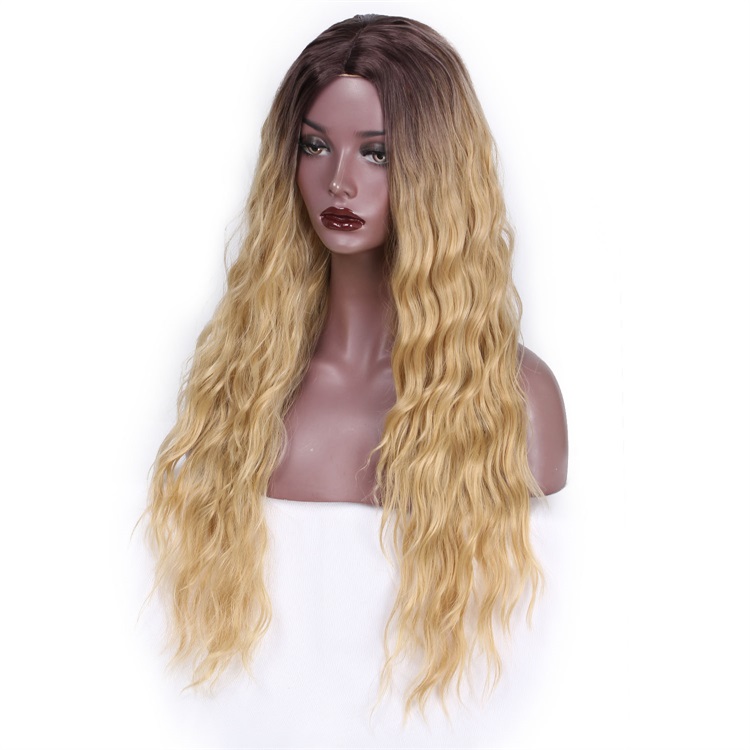 Vigorous Long Ombre Blonde Synthetic Wigs Natural Wave Wigs for Black Women Heat Resistant Fiber Cosplay Wigs