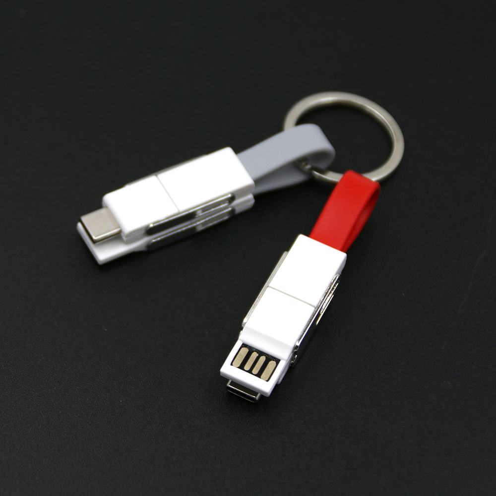Yijiashishang New promotional gift 4 in 1 keychain usb data charging kable cable charger with OTG function work for all phones