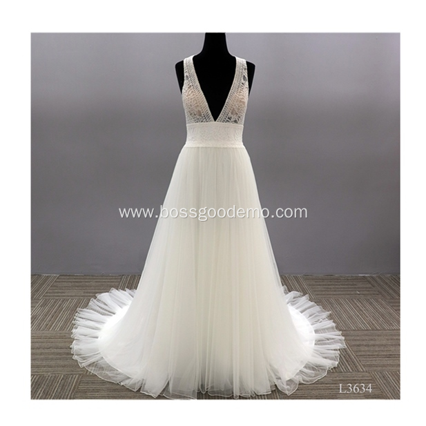 Latest Simple Lace Sleeve wedding dress bridal gowns lace with Train