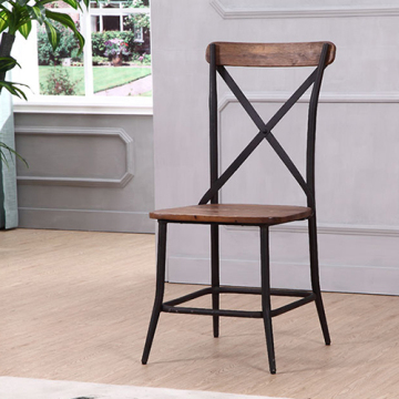 Industrial X Cross Back Metal Dining Chair