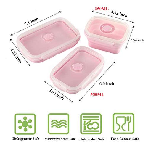Boîte à repas pliante pliante portable à lunch box en silicone