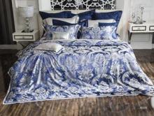 Blue Silk Jacquard Noble Luxury Bed Sets Exquisite For Busi