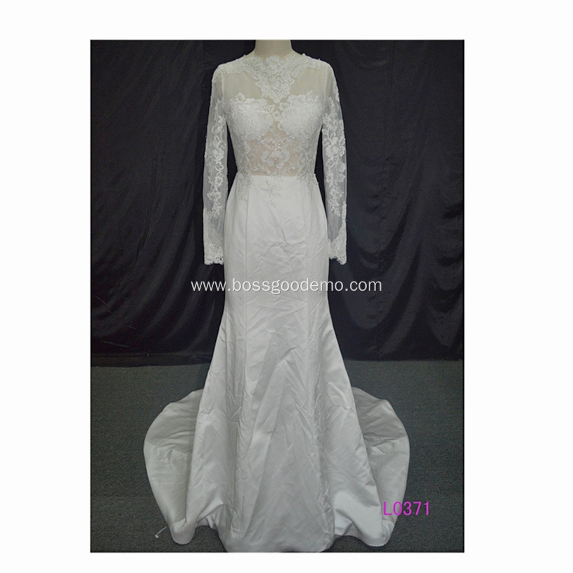 Lace White wedding dress long sleeve bridal gown