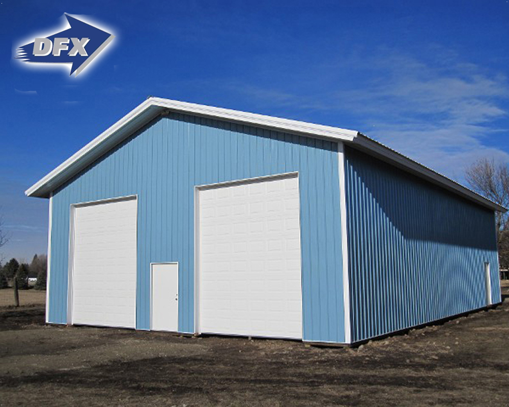 China modern tapered beam steel frame shed garage kits with 18 gauge gi cladding panel