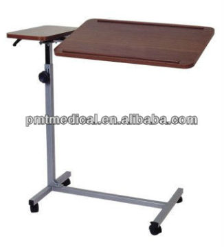 Hospital height adjustable rolling table over bed rotating dining table