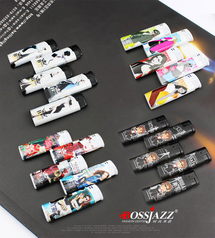 Jet Metal Cover Refillable Butane Gas Plastic Lighter