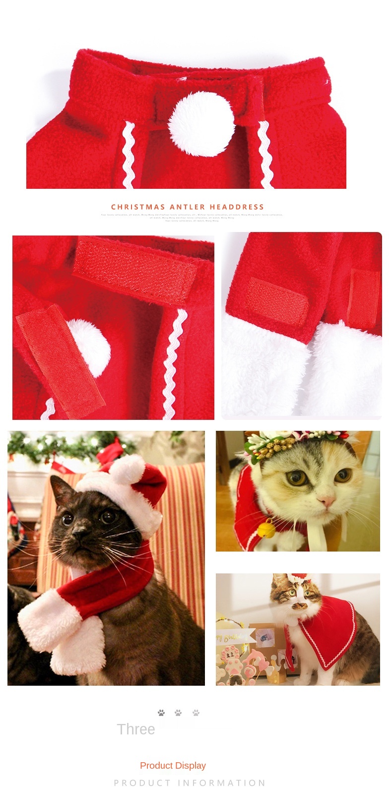 Pet Cat Dog Hat Headwear Scarf Cape Pet Costume New Year Cloak Christmas Clothes