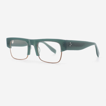 Rectangle Acetate And Metal Combined Men`s Optical Frames 23A3071