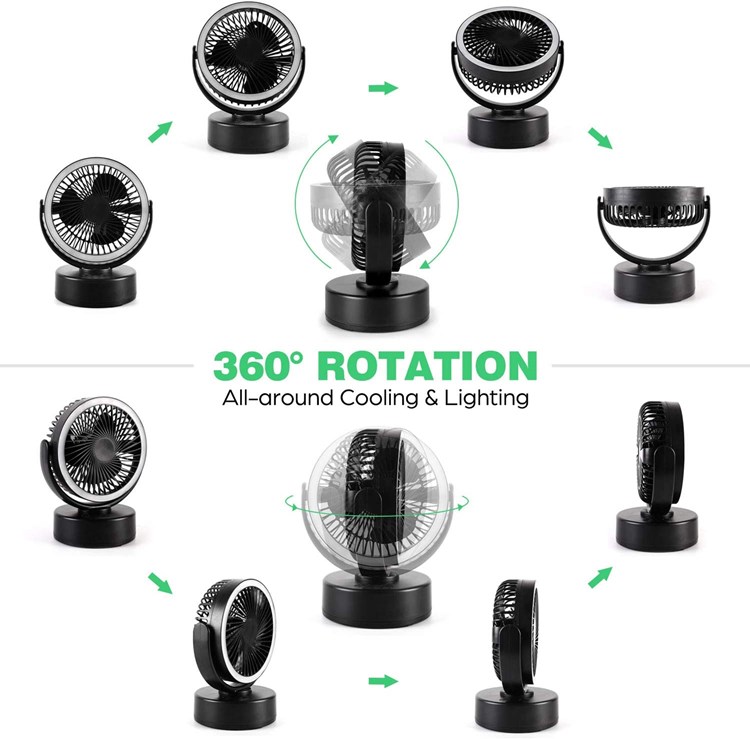 Latest 7200mAh USB Rechargeable 72h Lasting Time Portable Hanging 360 Rotation Camping Lantern With Ceiling Fan For Tent