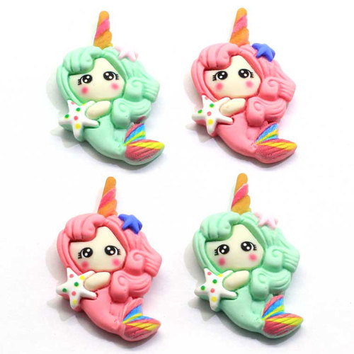 Μόδα 3D Sea-maid Kawaii Resin Cabochon Flatback Beads Charms Room Decoration DIY Craft Ornaments