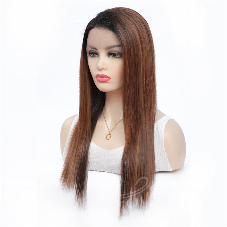 Vigorous long wavy dark brown wholesale chunky hair high quality full synthetic heat resistant fiber glueless hd lace front wigs