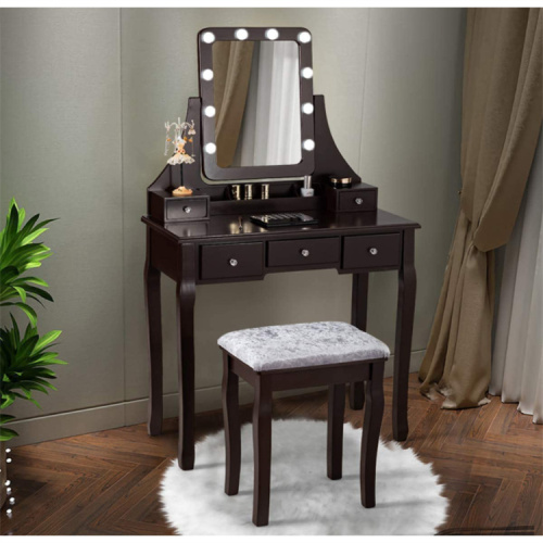 Pine Dressing Makeup Table Vanity Set with Organizer