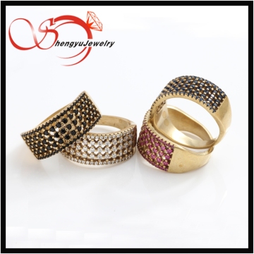 hollow micro-pave setting copper ring CZ ring