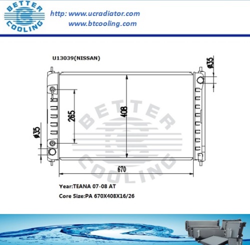 Radiator voor auto NISSAN TEANA 07-08