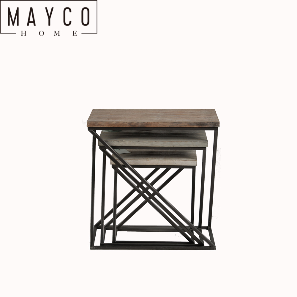 Mayco Accent Furniture 3 Piece Wood Painted Nesting Tables for Living Room