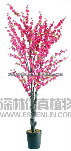 S94113-7 home decor fabric flowering artificial peach blossom trees