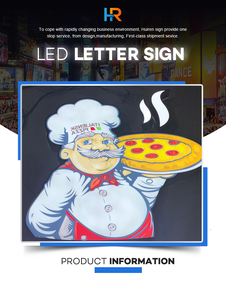 China Manufacturer Supplier Wall Mounted Outdoor Pizza Store Signage 3D Led Business Logo Sign