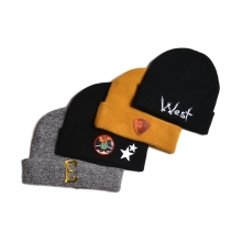 Cuff beanies winter cuff beanies,knit cap with metal letter logo