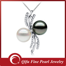 S925 Sterling Silver Double Color Akoya Pearls PendantJewelry Designs