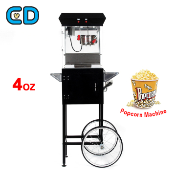 Black 4 Oz Popcorn Machine Cart - Automated Popcorn Cart for Sale with Nostalgic Electrics
