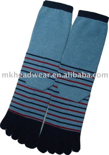 men stripe thick five-toe sock