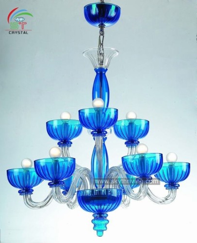 9 lights light blue glass chandelier lights