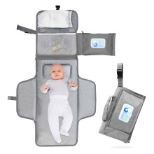 Portable Foldable Baby Changing Pad with Diaper Wipe Pocket