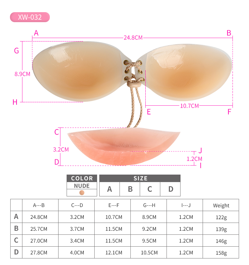 adhesive silicone strapless backless nude bra