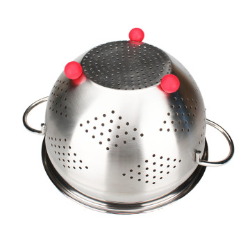 Silver Colander With Red Ball Stand