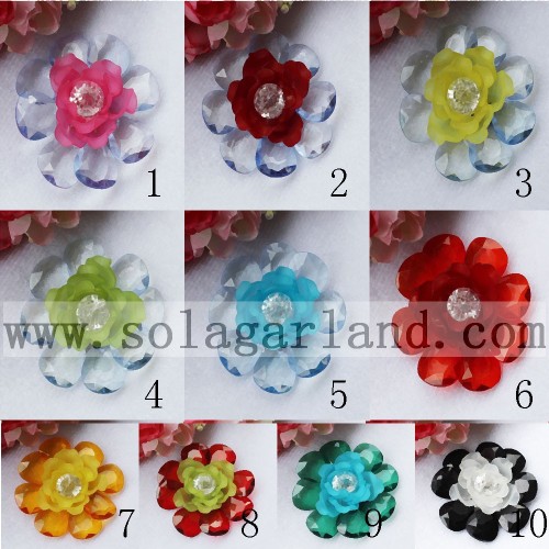 Fleurs artificielles en perles acryliques de 53 mm avec centre de diamant