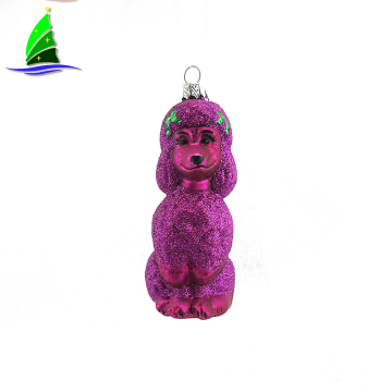 Personalized poodle shape handmade glass crafts ,dog ornaments for holiday decoration