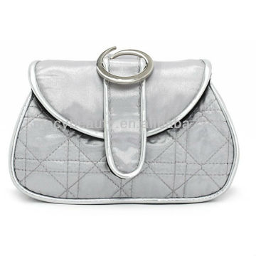Silver envelope clutch bag