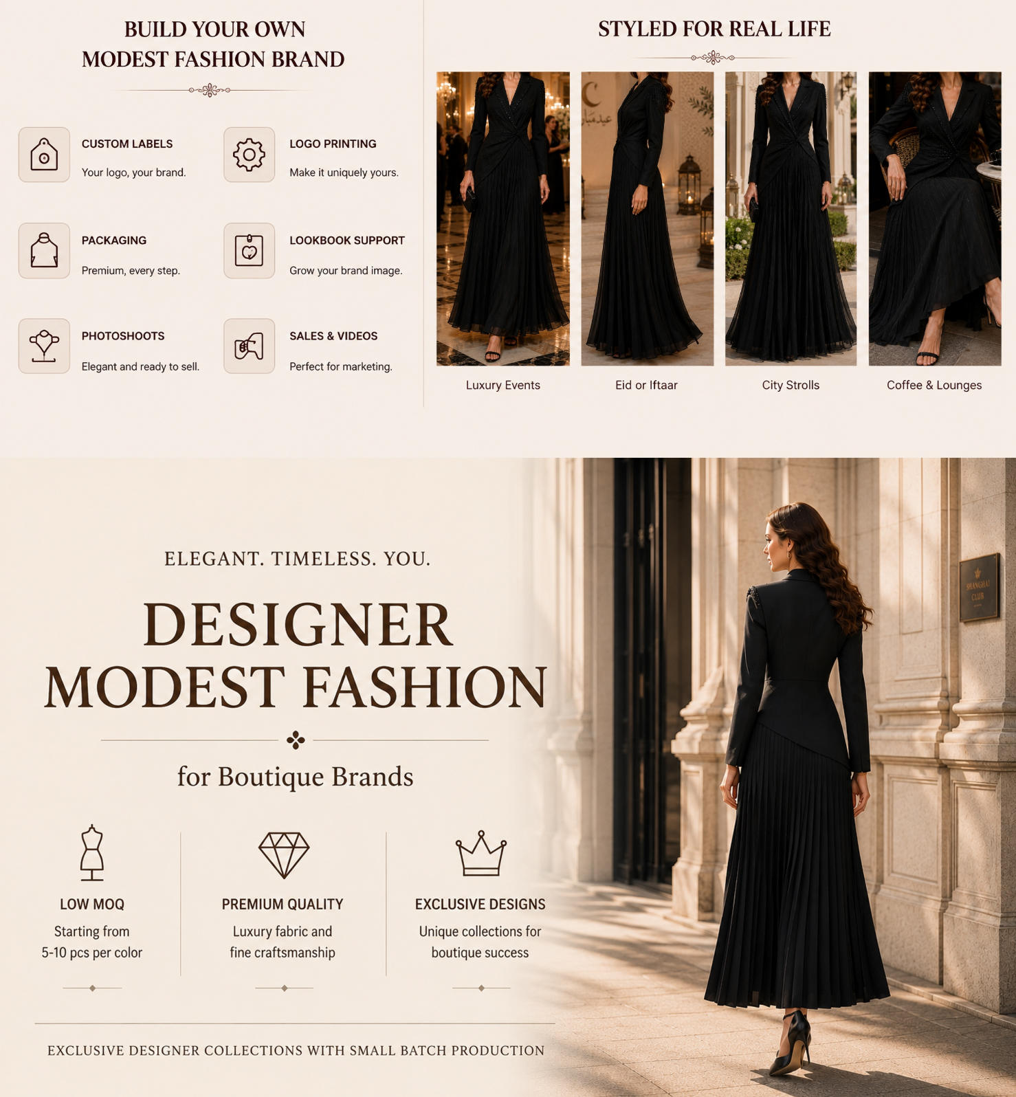 مدل لباس ماکسی چین دار مشکی با لیبل خصوصی black blazer pleated maxi dress private label styling