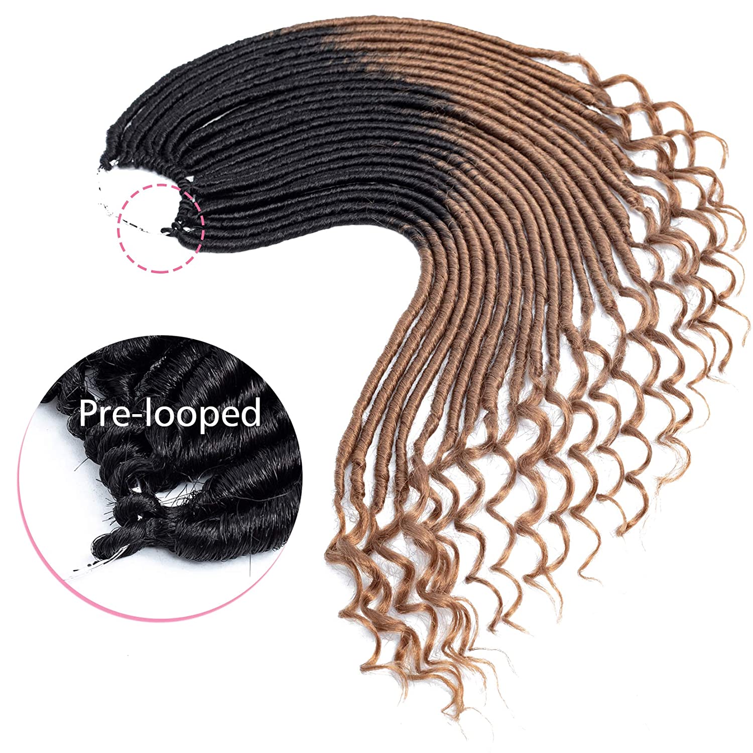 Straight Goddess Locs Hair With Curly Ends Synthetic Fiber Ombre Color Long And Soft Goddess Braiding