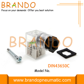 Conector de bobina solenóide MPM DIN43650C transparente com LED