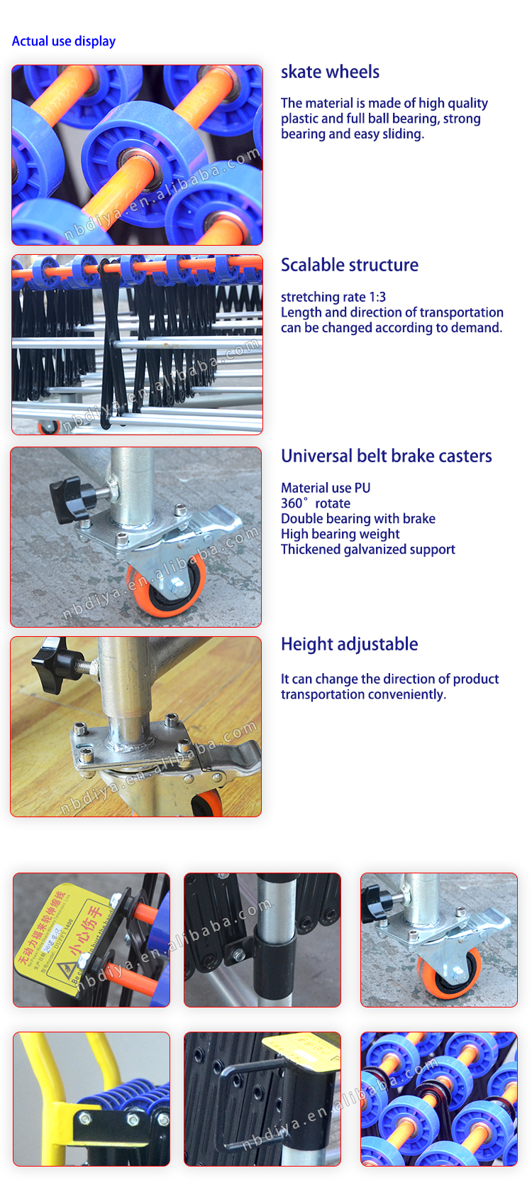 Flexible conveyor assembly line expandable gravity conveyor skate wheel convey machine system