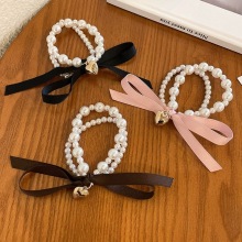 Hot Selling Pearl Bow Heart Shaped Hair Band - Girls' High Elasticity Hair Rope Accessories Wholesale
