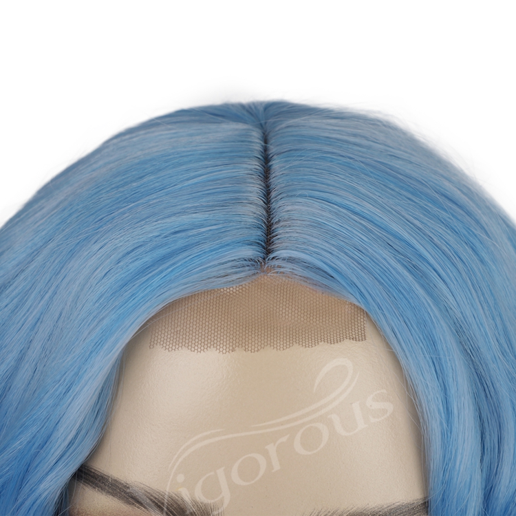 Natural Vendors Fiber Good Quality Cheap For Women Blue High Temperature Water Wave Synthetic Wigs Lace Front