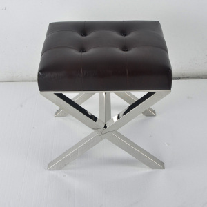 Modern Ottoman Soft Cushion Metal Base Stool For Bedroo